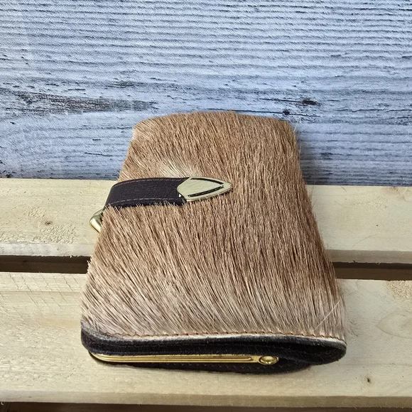 Vintage Bi Fold Fur Wallet Genuine Springbok Small - Picture 3 of 9